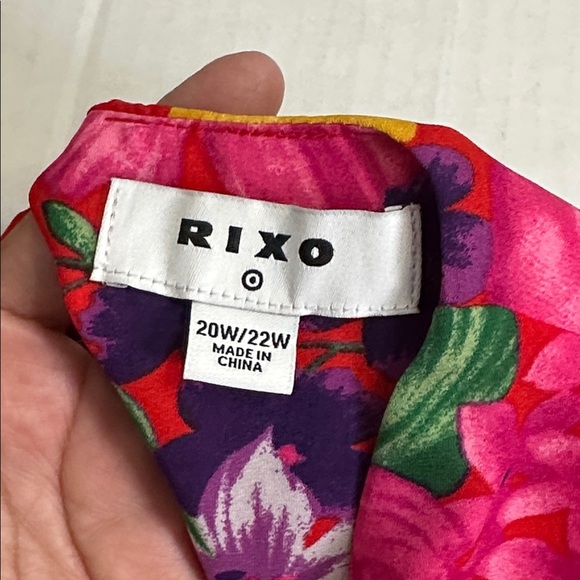 Rixo Target Pink Floral Open Back Cascade Ruffle Dress Womens Plus Size 20W/22W - Picture 7 of 14